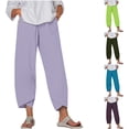 thumbnail image 1 of WRKEKC Women's Solid Color Summer Comfortable Loose Wide Leg Capri Pants With Pockets Lightweight Breathable For Daily Wear and Outdoor Activities, 1 of 6
