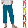 thumbnail image 1 of WRKEKC Women's Solid Color Summer Comfortable Loose Wide Leg Capri Pants With Pockets Lightweight Breathable For Daily Wear and Outdoor Activities, 1 of 6