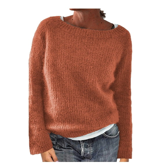 WRKEKC Women's Vintage Print Knit Pullover Sweater Crewneck Long Sleeve Casual Modern Design Loose Fit Trendy Tops Womens Sweater