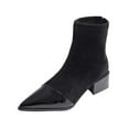 thumbnail image 1 of WRKEKC Womens Boots Ankle Booties Solid Patchwork Pointed Toe Back Zipper Thick Heel Mid Heel Short Boots for Ladies, 1 of 8