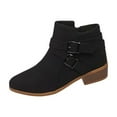 thumbnail image 1 of WRKEKC Womens Boots Ankle Booties Solid Pointed Toe Side Zipper Thick Heel Low Heel Short Boots for Ladies, 1 of 9