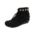 thumbnail image 1 of WRKEKC Womens Boots Ankle Booties Solid Round Toe Pull On Flat Sole Short Boots with Tassel Edge for Ladies, 1 of 9