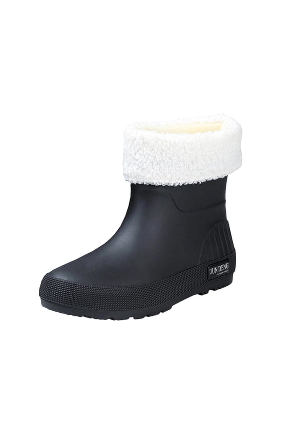 Womens Boots Short Calf Removable Lining Waterproof Anti Slip Outdoor Chunky Heel Rain Boots Fall Winter