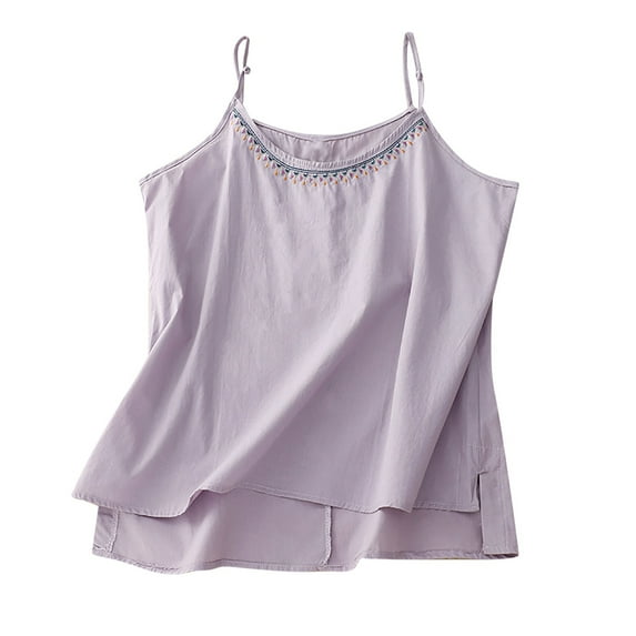 WRKEKC Womens Cami Tank Tops Solid Color Neck Embroidery Thin Strap Sleeveless Tank Top for Daily Styling Layering and Casual Looks