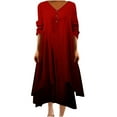 thumbnail image 1 of WRKEKC Womens Dresses Casual Print V-Neck Long Sleeve High Low Knee Length Dress with Button Front, 1 of 5