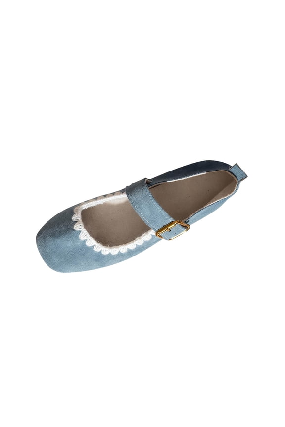 Womens Flats Soft Sole Solid Color Versatile Casual Slip On Low Cut Breathable Mary Jane Flat Shoes