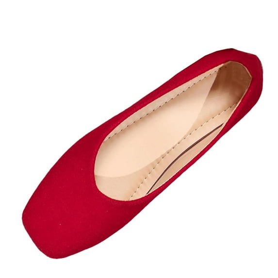 WRKEKC Womens Flats Spring Fall Solid Color Low Cut Vintage Outdoor Slip On Loafers Square Toe Flat Footwear