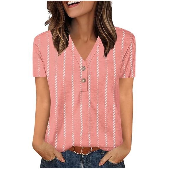 WRKEKC Womens Floral Casual Tops, Womens Dressy Casual Tops, Womens Summer Tops Casual Short Sleeve V-Neck Shirts Business Dressy Work Blouses S