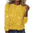 thumbnail image 1 of WRKEKC Womens Gradient Glitter Printed Crew Neck Pullover Long Sleeve Top Casual Shirt for Women Fashion Daily Wear Comfortable Outfit, 1 of 4