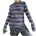 thumbnail image 1 of WRKEKC Womens Long Sleeve Sweatshirts Striped Crew Neck Pullover Stylish Top for Women Casual Outfits with Classic Pattern, 1 of 3