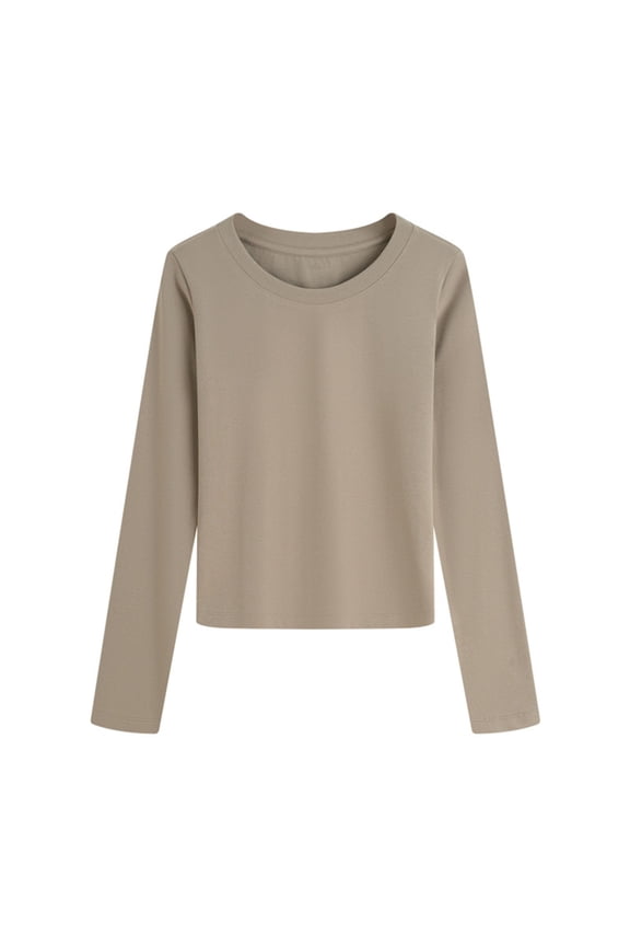 Womens Long Sleeve Top Casual Fall Winter Solid Color Crew Neck Pullover Loose Fit Shirt for Women Daily Wear with Cozy Fabric and Relaxed Fitting