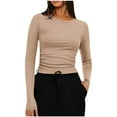 thumbnail image 1 of WRKEKC Womens Long Sleeve Top Solid Color Crew Neck Slim Fit Shirt for Women Daily Wear with Flattering Cut with Multiple Solid Colors, 1 of 6