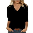 thumbnail image 1 of WRKEKC Womens Long Sleeve Tops Casual 3/4 Sleeve Solid Color V-Neck Top for Women Everyday Wear Versatile Comfortable Stylish Shirt, 1 of 5
