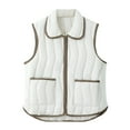 thumbnail image 1 of WRKEKC Womens Puffer Vest Solid Color Sleeveless Funnel Neck Zip Pockets Quilted Liner Warm Winter Vest Jacket Coat, 1 of 3