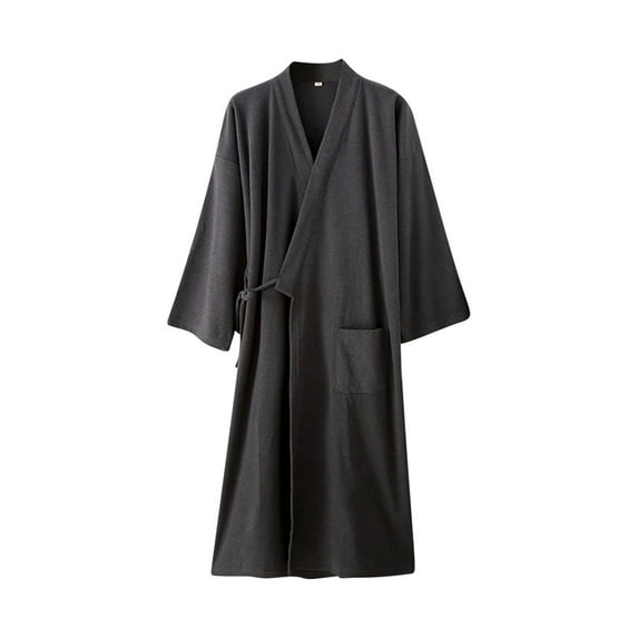WRKEKC Womens Robe Casual Loose Solid Color Thin Tie Pocket Bathrobe Comfortable Loungewear Sleep Robe