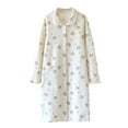 thumbnail image 1 of WRKEKC Womens Robe Fall Winter Soft Printed V Neck Long Sleeve Button Cardigan with Pockets Bathrobe Loungewear Sleep Robe, 1 of 3