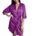 thumbnail image 1 of WRKEKC Womens Robe Solid Color Silk Satin Kimono Nightgown Sleep Robe Bathrobe Loungewear, 1 of 2