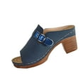thumbnail image 1 of WRKEKC Womens Sandals Open Toe Buckle Strap Elevated Heel Casual Slides Thick High Heel Spring Summer Footwear Slippers for Women, 1 of 9