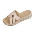 thumbnail image 1 of WRKEKC Womens Sandals Open Toe Thick Sole Slides with Cut Out Design Breathable Wide Strap Wrap Around Casual Spring Summer Footwear, 1 of 7