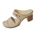 thumbnail image 1 of WRKEKC Womens Sandals Solid Color One Strap Buckle High Heel Metal Accent Chunky Heel Comfortable Open Toe Summer, 1 of 5