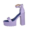 thumbnail image 1 of WRKEKC Womens Sandals Solid Color Wide Strap Open Toe High Heel Elevated Sandals Chunky Heel Casual Summer Versatile, 1 of 9