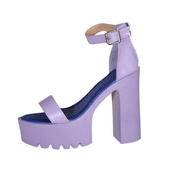WRKEKC Womens Sandals Solid Color Wide Strap Open Toe High Heel Elevated Sandals Chunky Heel Casual Summer Versatile