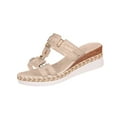 thumbnail image 1 of WRKEKC Womens Sandals Solid Round Toe Open Toe Slip On Thick Sole Wedge Heel Slippers for Ladies Summer Versatile, 1 of 9