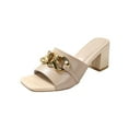 thumbnail image 1 of WRKEKC Womens Sandals Solid Square Toe Open Toe Thick Heel High Heel Slippers for Ladies Comfortable Shoes, 1 of 9