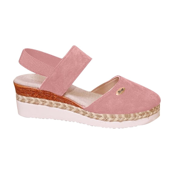 WRKEKC Womens Sandals Wedge Heel Lightweight Woven Rope Closed Toe Elastic Strap Thick Sole Backless Summer Shoes
