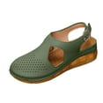 thumbnail image 1 of WRKEKC Womens Sandals Wide Width Solid Color Round Toe Closed Toe Buckle Strap Elevated Wedge Beach Sandals Casual Spring Summer, 1 of 5