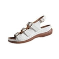 thumbnail image 1 of WRKEKC Womens Sandals Wide Width Solid Color Round Toe Soft Sole Elevated Wedge Beach Sandals Casual Spring Summer Versatile, 1 of 9