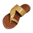 thumbnail image 1 of WRKEKC Womens Sandals Wide Width Toe Post Slides Textured Pattern Slip On Flat Beach Sandals Casual Summer Outdoor Footwear, 1 of 8