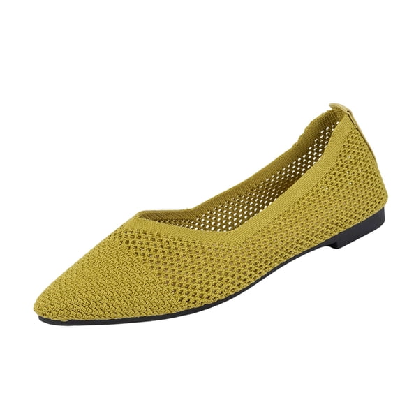 WRKEKC Womens Shoes Solid Color Knit Low Cut Slip On Breathable Flat Casual Shoes Lightweight Comfortable Footwear
