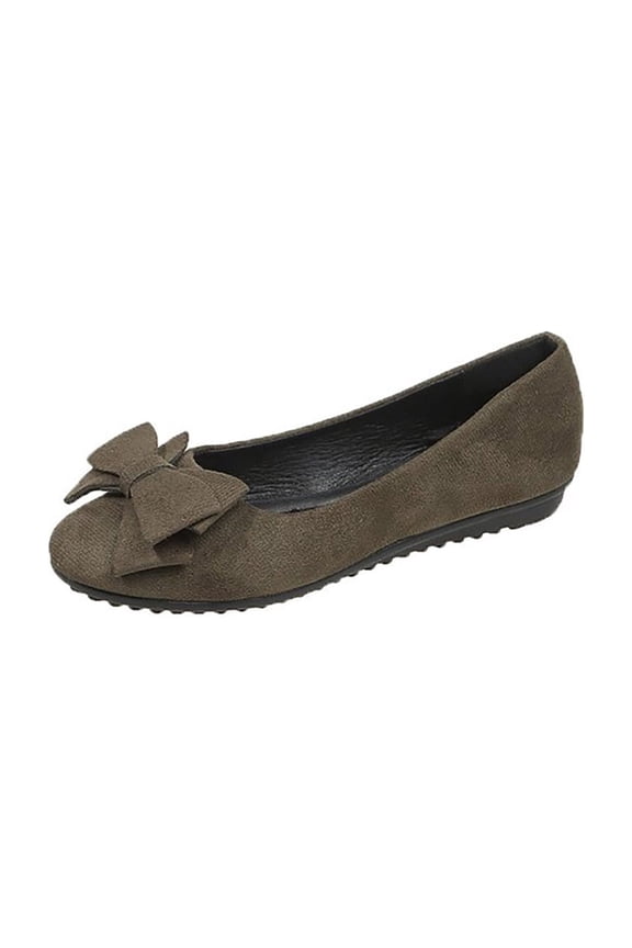 Womens Shoes Wide Width Lightweight Soft Sole Bow Accent Comfortable Suede Slip On Spring Fall Casual Shoes