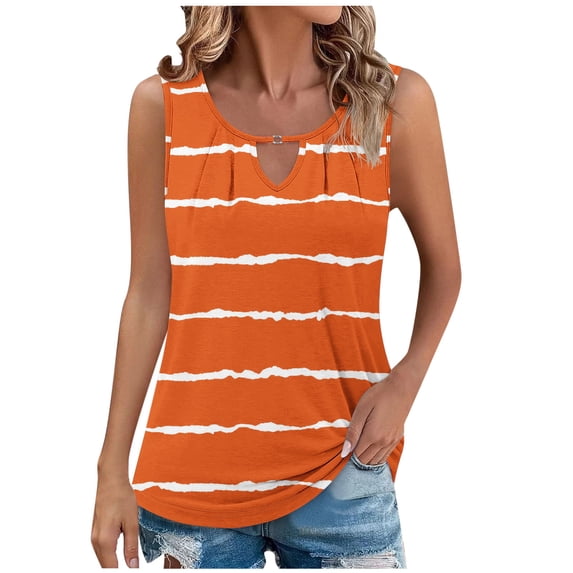 WRKEKC Womens Tank Tops Gradient Print V-Neck Sleeveless Summer Tank Casual Loose Fit Lightweight Daily Top