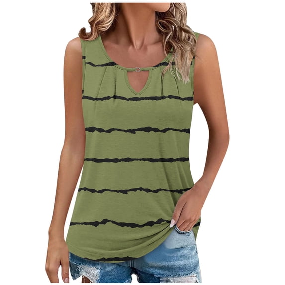 WRKEKC Womens Tank Tops Gradient Print V-Neck Sleeveless Summer Tank Casual Loose Fit Lightweight Daily Top