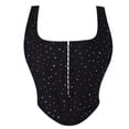 thumbnail image 1 of WRKEKC Womens Tank Tops Sequin Solid Color Front Buckle Bustier V-Neck Sleeveless Slim Fit Summer Party Top, 1 of 8