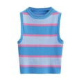 thumbnail image 1 of WRKEKC Womens Tank Tops Sleeveless Striped Print Crew Neck Knit Cropped Tank Top for Summer Casual Outfits and Layering, 1 of 4