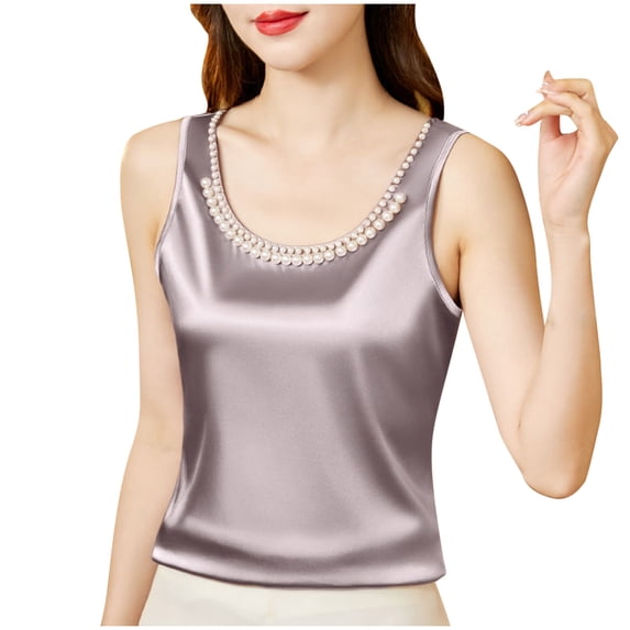 WRKEKC Womens Tank Tops Solid Color Crew Neck Sleeveless Pullover Summer Tank Casual Loose Fit Lightweight Top