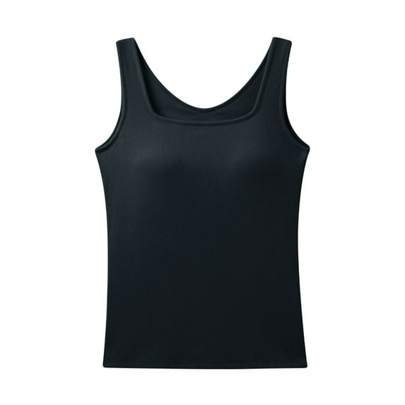 WRKEKC Womens Tank Tops Solid Color Square Neck Sleeveless Tank Top with Built - in Bra for Daily Wear and Layering