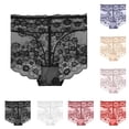 thumbnail image 1 of WRKEKC Womens Underwear Lace Thin High Waist Tummy Support Plus Size Breathable Mesh Sheer Bikini Panties Comfort Wear, 1 of 4