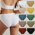 thumbnail image 1 of WRKEKC Womens Underwear Mid Rise Seamless Breathable Cotton Gusset Triangle Panties Soft Butt Lifting Solid Color Daily Soft, 1 of 4
