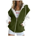 thumbnail image 1 of WRKEKC Womens Zip Up Hoodies Color Block Hooded Jacket Full Zip Long Sleeve Casual Outerwear with Pockets Trendy Loose Fit Coat for Fall and Winter, 1 of 6