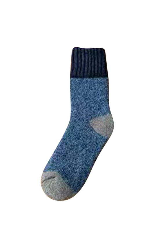 Wool Crew Socks for Men and Women Knitted Color Block Design Mid Calf Socks for Fall Winter Warmth and Daily Casual Wear