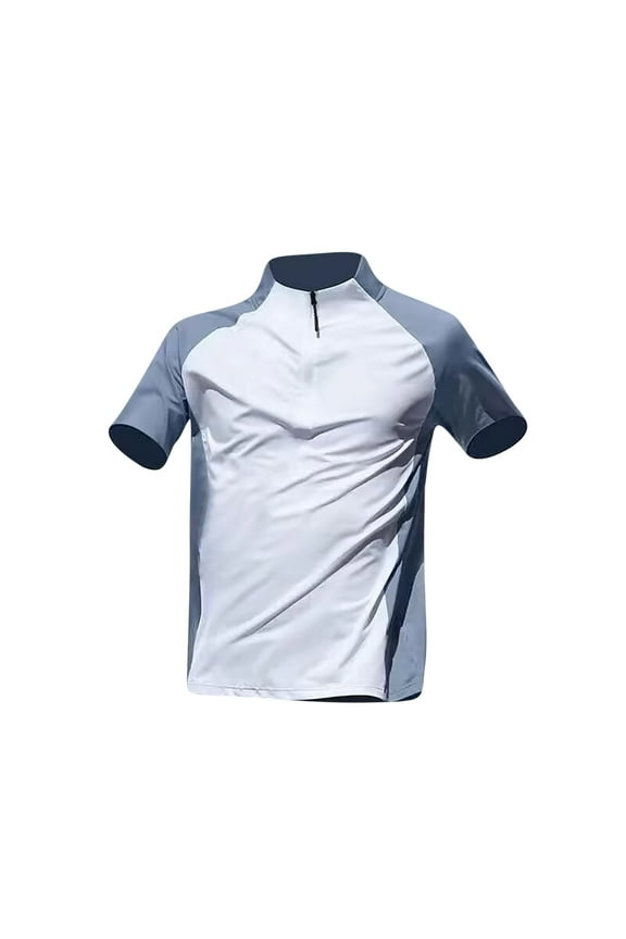 Workout Shirts for Men Half Zipper Quick Dry Athletic Color Block T Shirt Comfortable Performance Fabric for Sports Activities