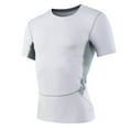 thumbnail image 1 of WRKEKC Workout Shirts for Men Solid Color Print Athletic Training Compression Quick Dry Short Sleeve Round Neck Top Casual Shirt, 1 of 3