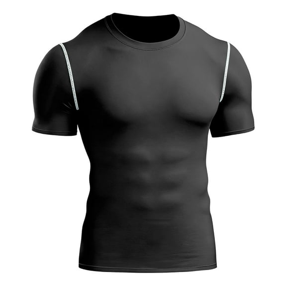 WRKEKC Workout Shirts for Men Solid Color Short Sleeve Round Neck Athletic T Shirt Gym Base Layer Top Comfortable Performance Fabric