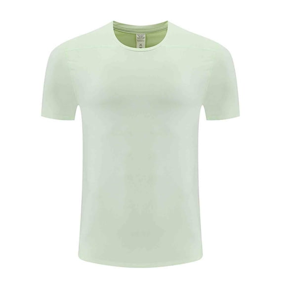 WRKEKC Workout Shirts for Men Unisex Solid Color Ice Silk Quick Dry T Shirt Outdoor Casual Short Sleeve Cool Stretch Snug Gym Wear