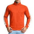 thumbnail image 1 of WRKEKC Zip Up Track Jacket for Men Stand Collar Raglan Sleeve Striped Outerwear with Side Pockets for Sports Jogging and Daily Wear, 1 of 7