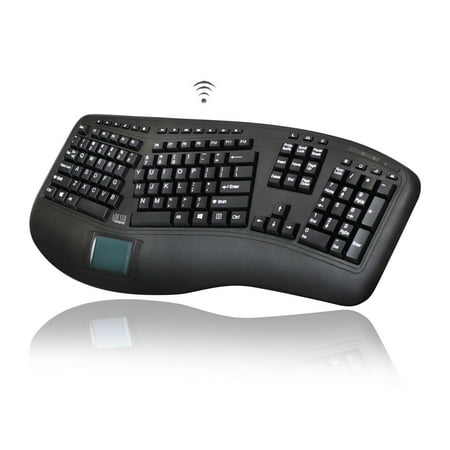 Adesso - Tru-Form WKB-4500UB Ergonomic Full-size Wireless Membrane Keyboard with Touchpad - Black